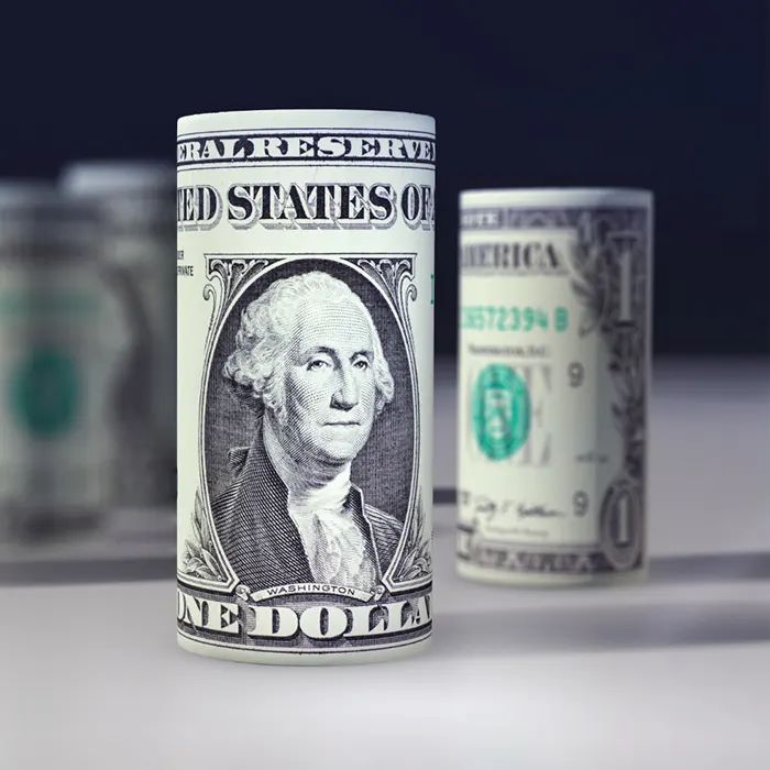 rolled foreign currency dollar